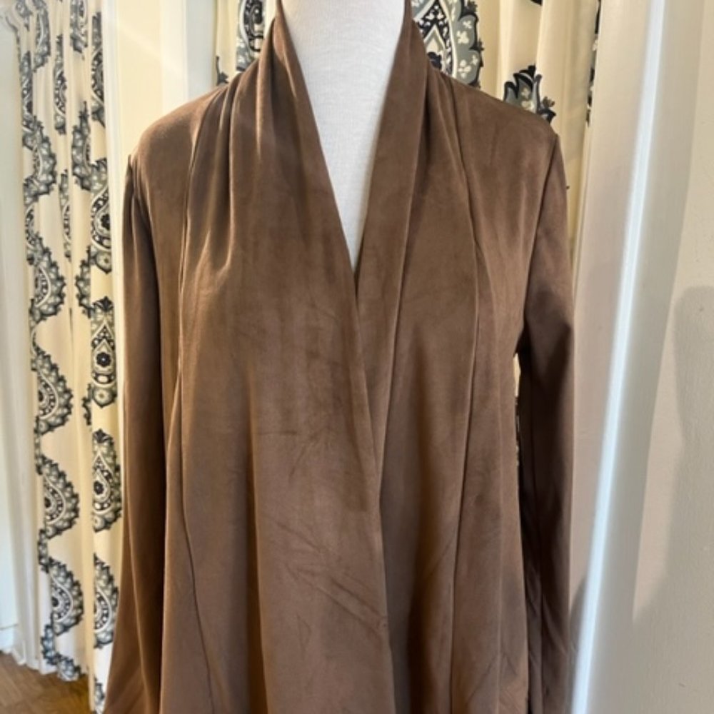 Liverpool Shawl Double Front Cardigan-Brown